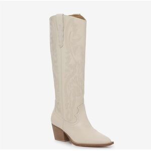 Crown Vintage Sila white leather western/cowboy boots